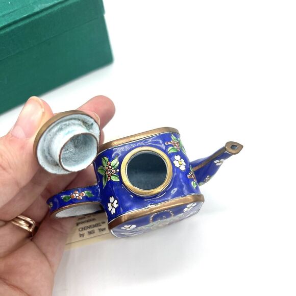 Chinemel Miniature Teapot by Bill Yee Copper and Enamel Vintage W/Box - Picture 8 of 10
